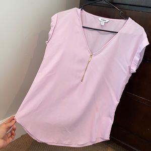 Lilac xs petite short sleeve blouse with zipper